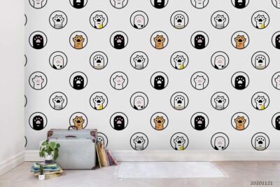 3D Hand Drawn Cat's Paw Pattern Self-adhesive Removable Wallpaper Murals