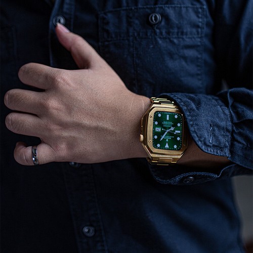 Royal Oak Mod Steel Strap +Case for Apple Watch Band 44/45mm (Free Rubber strap) - Zdjęcie 12 z 18