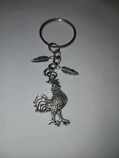 Cute Rooster Feathers Keychain Usa Seller