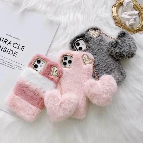 Fluffy Plush Love Fuzzy Phone Case For Samsung A51 A71 A72 A82 A12 A10 Note 20 - Picture 2 of 14