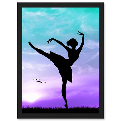 Photo Mock Up Silhouette Sunset Ballet Dancer A4 Framed Wall Art Print