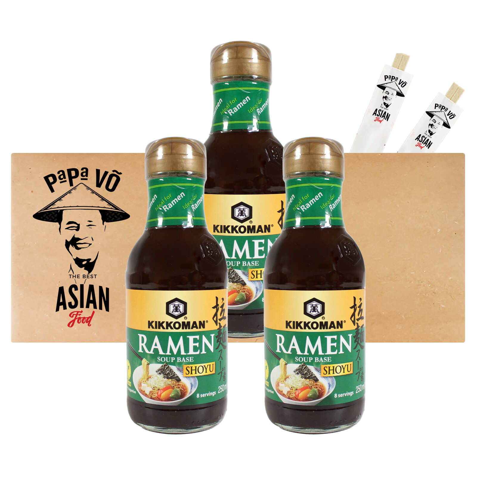 Kikkoman Ramen Suppenbasis Shoyu 3x250ml Ramen Soup Base für Ramen Suppe