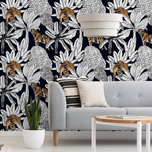 10m TAPETE SELBSTKLEBEND Dschungel Tiger Tiere Blumen Pflanzen Natur XXL 2129 - Bild 2 von 4