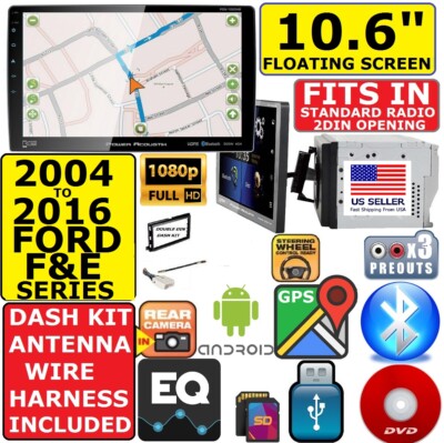 2004-2016 FORD F & E SERIES 10.6'' NAVIGATION BLUETOOTH CD/DVD USB CAR STEREO PKG
