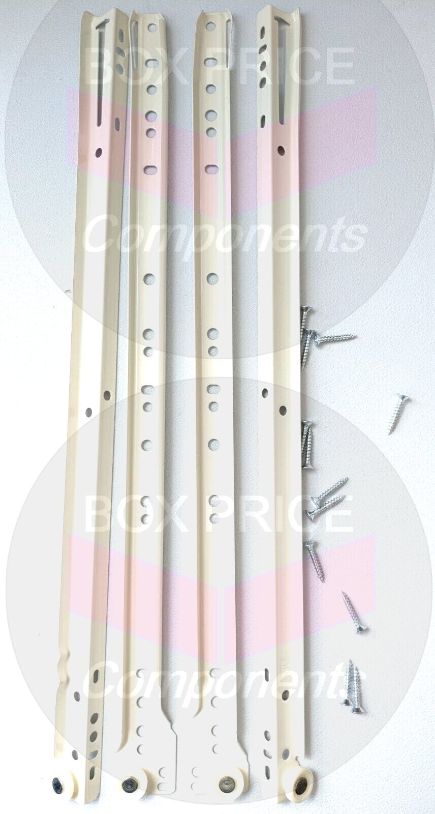 Metal Roller Bottom Fix Kitchen Drawer Runners 450mm White Cream With