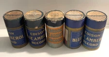 EDISON BLUE AMBEROL RECORDS WITH MATCHING LIDS BILLY GOLDEN, CAL STEWART, ETC