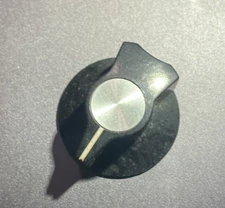 One Vintage Pointer Electronic Control Knob Black w/Aluminum Insert & Set Screw