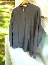 Geoffrey Beene Quarter-Zip Sweater, 100 Cotton, Men  s Small, Charcoal Gray