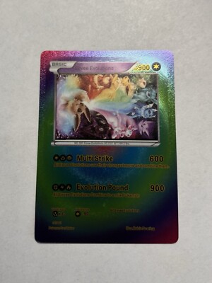 EEVEE EVOLUTIONS Rainbow Foil HP900 Fan Art Multi Strike Display Card Mint/NM