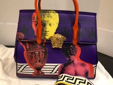 Bnwt 100% Auth Versace Limited Ed Magna Grecia Pop Violet Palazzo Empire Bag $5k
