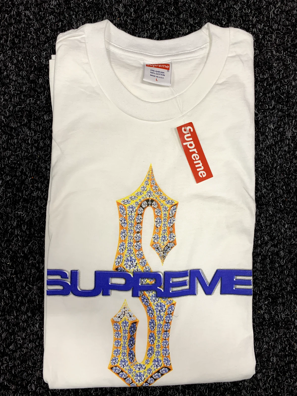 T shirt diamant Supreme SS18 blanc NEUF taille Large