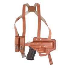 Koltster Leather Shoulder & Belt Holster For GLOCK 19 with Double Mag Pouch
