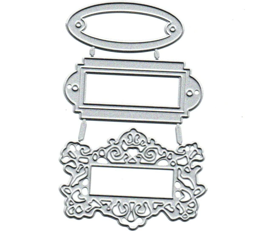 3pcs Tag Label Frame Metal Die Cuts for Card Making Scrapbooking Album