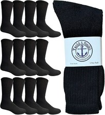 Yacht Smith 12 Pairs Mens Cotton Crew Socks, Solid, Athletic Sports Socks