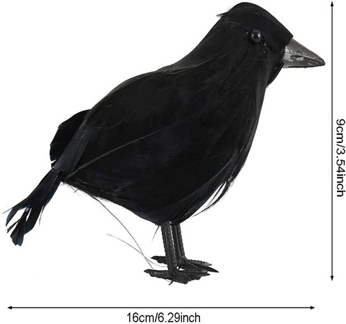 2 Pieces Realistic Black Feathered Crows for Halloween Outdoors and Indoors D... - Picture 7 of 7