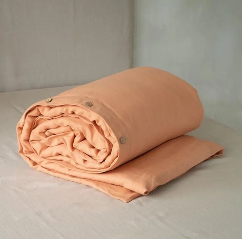 3pcs Linen duvet cover set Peach Clay Handmade linen bedding Queen King Twin Ful - Picture 3 of 4