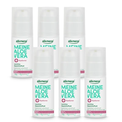 alkmene 6x Aloe Vera Gesichtsfluid mit Hyaluron 50 ml - Gel für trockene Haut