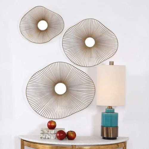 UTTERMOST 04182 AVARIE GOLD METAL WALL ART ORGANIC CURVES WITH RADIATING SPOKES - Picture 1 of 5