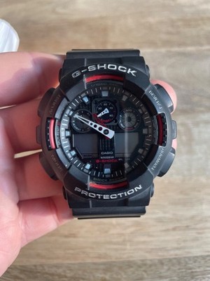 Casio G-Shock GA-100-1A4 Analog Digital Men's Watch Black Red Shock Resistant
