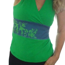 VNT Lululemon YOGA Top Sz 6 Kelly Green Wet Dry RETRO Gym Racer Floral Island