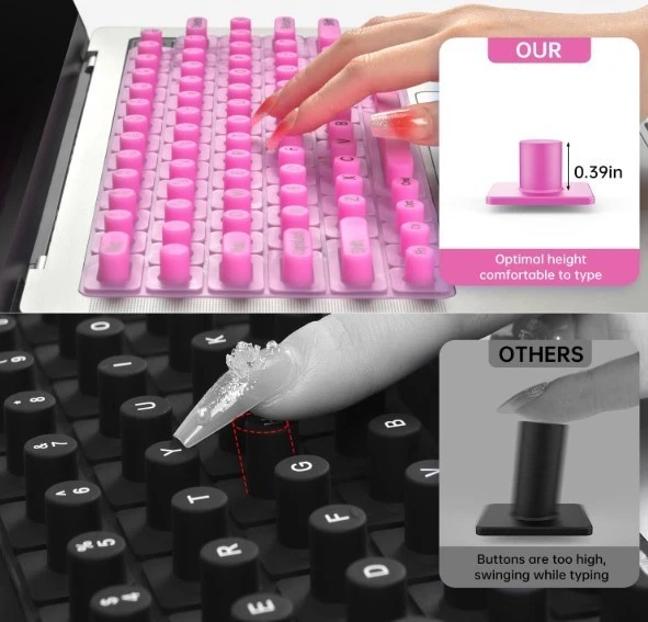 Keyboard Cover for Long Nails, Raised Keyboard Protector - Purple Color - Image 4 of 4