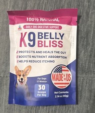 K9 Belly Bliss for Dogs 30 Scoops 2.14oz Exp 08/2028- New Pup Labs