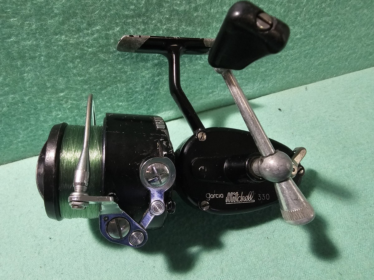 Vintage Garcia Mitchell 330 Automatic Bail Spinning Fishing Reel W