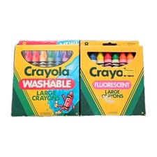 Crayola Large Washable Crayons 8 Pk 1991  Large Flourescent Crayons 8pk 1990