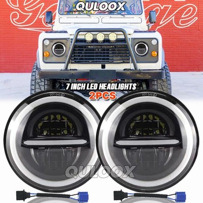 pair 7 inch LED Round Headlights HI/LO For Land Rover Defender 110 90 Rover