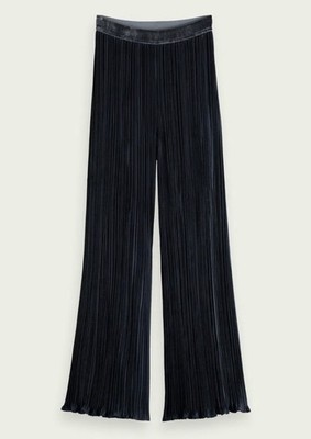 Scotch & Soda Madison Pleated Flowy Crinkled Wide Leg Navy Blue Pants Velvet Xl