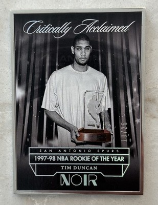 2024-25 Panini Noir - Critically Acclaimed ROY Silver Metal Frame Tim Duncan /25