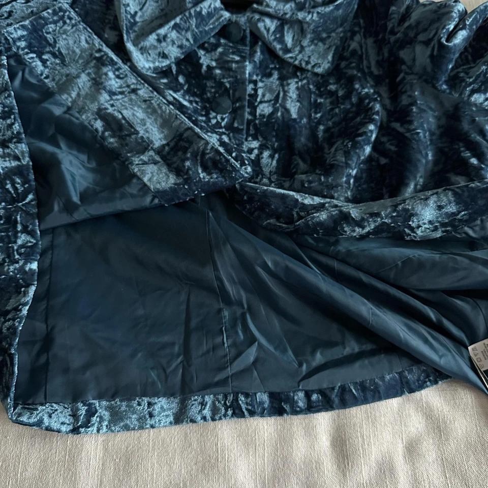 Roamans Jacket Womens 18W Blue Crushed Velvet Collared Button Plus Holiday NWOT - Image 4 of 4