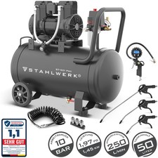 STAHLWERK Kompressor 10bar 50 L Set mit Reifenf&uuml;ller Schlauch Pistole Verteiler