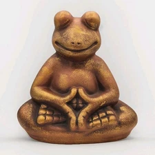 Pier 1 Ceramic Gold Tone Meditating Zen Yoga Frog Bookend Statue Figurine 9"