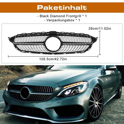 Kühlergrill Diamant für Mercedes-Benz W205 C205 15–18 Einfache Installation - Bild 6 von 17