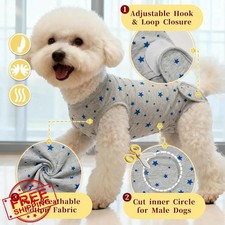 Paipeper Dog Recovery Suit XL Grey Stars Spay Neuter Cone Alt
