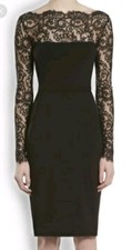 GUCCI New W Tags Flower Lace Jersey Stretch Black Dress Size M Beautiful