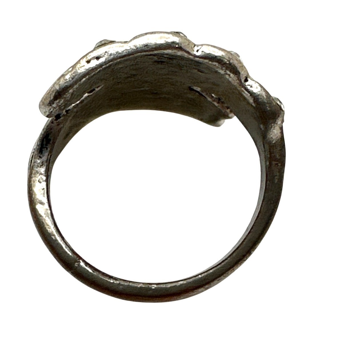 Boho Chic Leaf Motif Wrap Ring Distressed Silver … - image 6