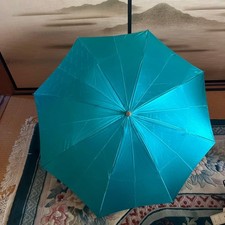 Christian Dior Turquoise Nylon Folding Umbrella Logo Design Vintage Compact