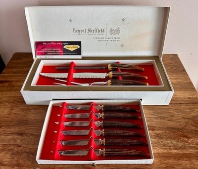 Vintage Regent Sheffield Cutlery Set 9 Pieces Original Box Stainless New in Box