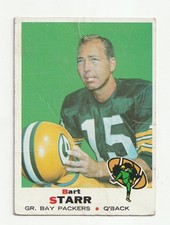 1969 Topps #215 Bart Starr Football Card *LOW GRADE *Packers *HOF VINTAGE 1960S