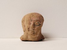 Antique grande Tête d'Harpocrate Horus terre cuite gréco-romaine Egypte Ptolémée