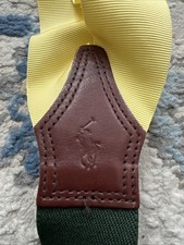 VTG Polo Ralph Lauren Yellow Green Suspenders Leather Brass Made USA