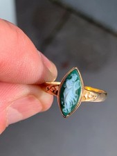 18ct gold hardstone cameo ring Victorian 1863