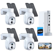 4MP Wireless Security Camera System Solar Battery Powered Home Outdoor PTZ 500GB