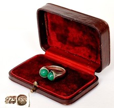 Vintage Ring Doppelsteinring Naturstein 925er Silber FRANZ SCHEUERLE Z911