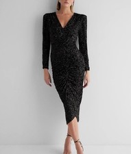 Express NWT Black Sequin Ruched dress size M