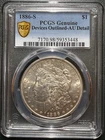 1886 S Morgan Silver Dollar PCGS AU Details Key Date San Francisco Mint