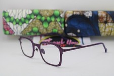 NEW L.A. EYEWORKS GRIDDLE 463 PURPLE GUNMETAL AUTHENTIC EYEGLASSES 48-22