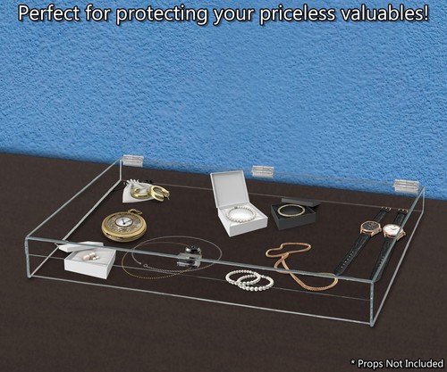 Acrylic Locking Display Case with Keys 24" x 18" x 3.75" Clear Rectangular Pl... - Picture 2 of 4